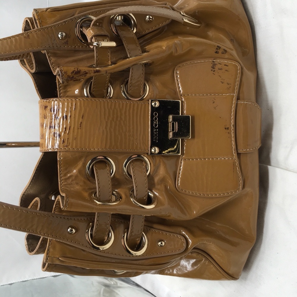 Jimmy Choo Patent Leather Hobo Shoulder Handbag - Picture 4 of 16